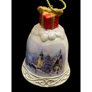 NWT Vtg Porcelain Church Christmas Holiday Ornament Bell 3.5" Tall x 2.75”D